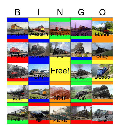 Railways That I would like to volunteer with PWP besides New Kingdom Trail Riders one day Bingo Card