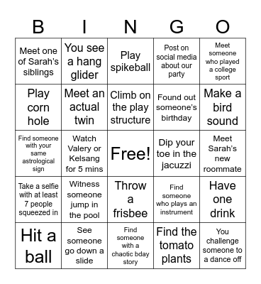 Denarah Bingo Card