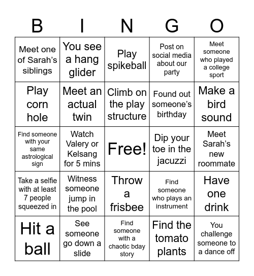 Denarah Bingo Card