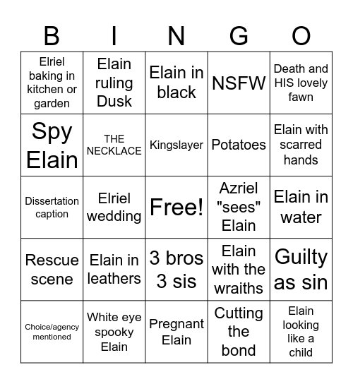 ELRIEL WEEK Bingo Card