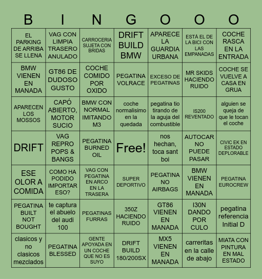 Bingo de la quedada de clasicos de Monjuic Bingo Card