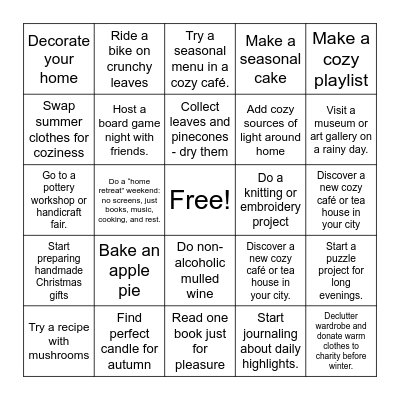 Autumn Bingo Card Bingo Card
