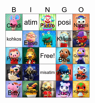 Animal Crossing Bingo Card