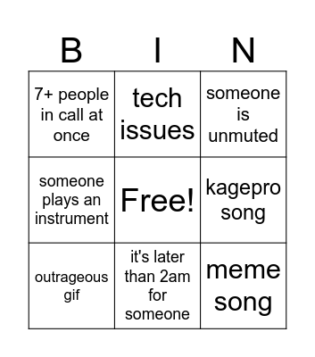 kageroke bingo Card