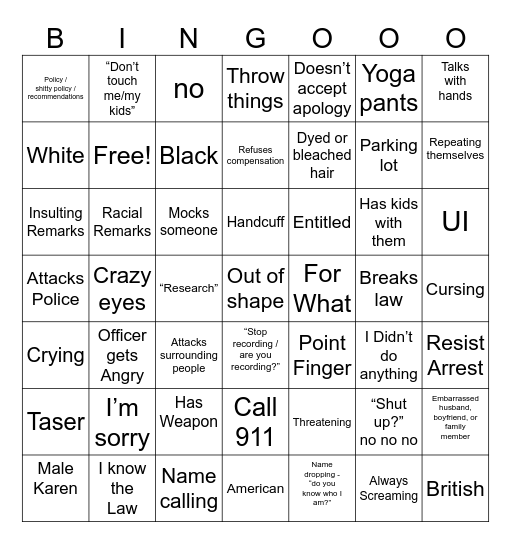 KAREN BINGO Card
