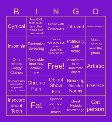 Nilsium Kinlist Bingo Card