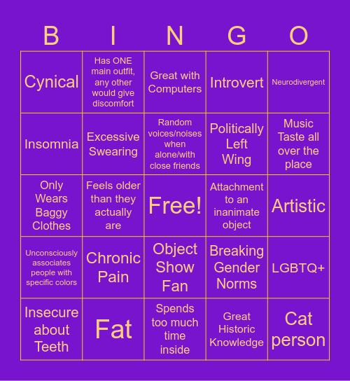 Nilsium Kinlist Bingo Card