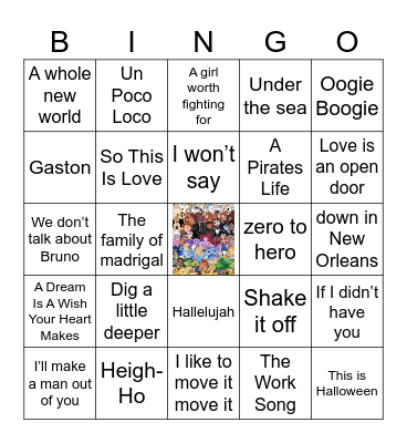 Disney Animated Bingo Card