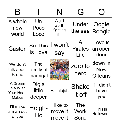 Disney Animated Bingo Card