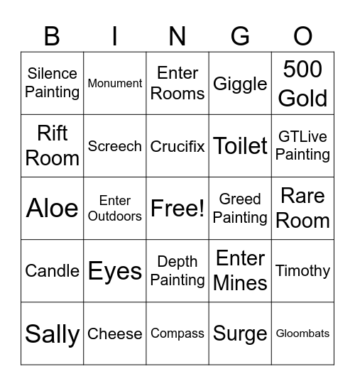 Doors Bingo Card