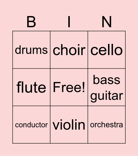 MUSIC Bingo Card