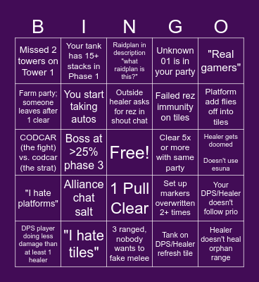 Fruits Basket CODCAR Bingo Card