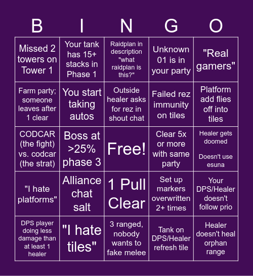 Fruits Basket CODCAR Bingo Card