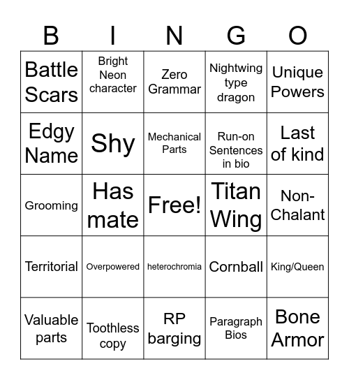 Cornball bingo Card