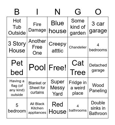 Zillow Bingo Card