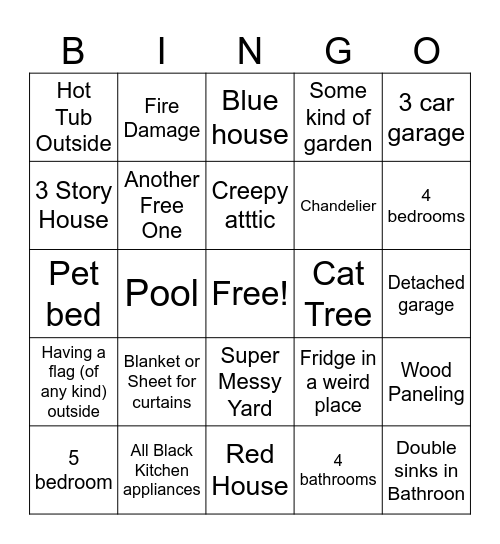 Zillow Bingo Card