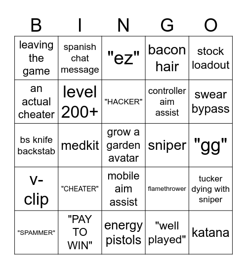ROBLOX RIVALS BINGO Card