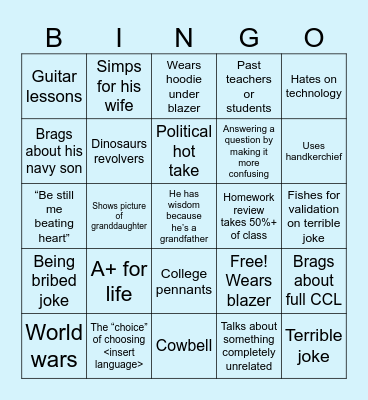 Dr. Markey Bingo Card