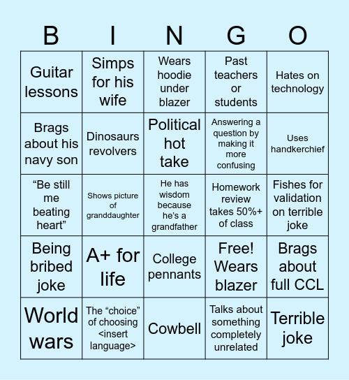 Dr. Markey Bingo Card