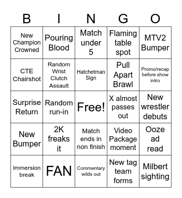 SCHMACKED DOWN LIVE Bingo Card