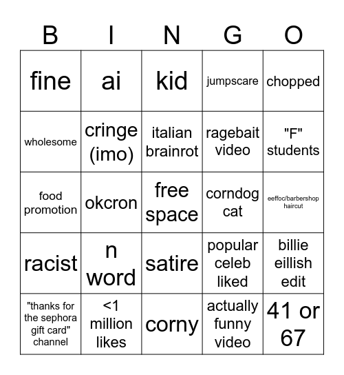 Reels Bingo Card