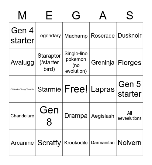 MEGA BINGO Card