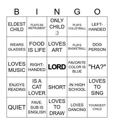 WHO IS WHO? Bingo Card