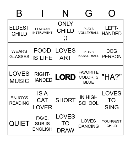 WHO IS WHO? Bingo Card