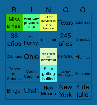 Die of death Bingo Card