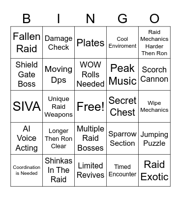 Monoliths Fall Bingo Card