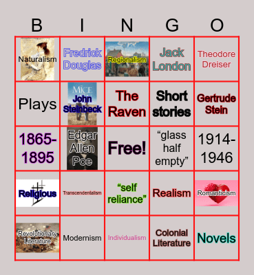 American Literary Movements Bingo Card