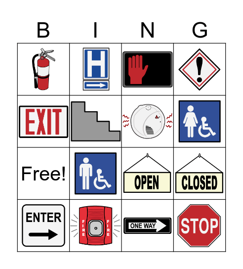 Safety Sign Bingo Card