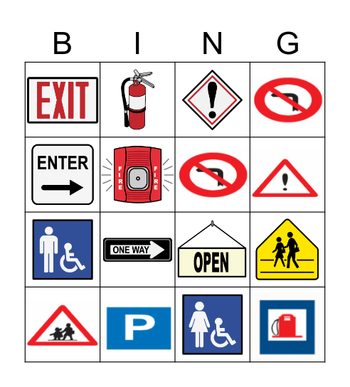 Safety Sign Bingo Card