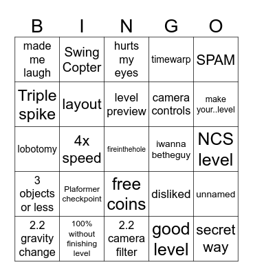 Recent tab bingo Card