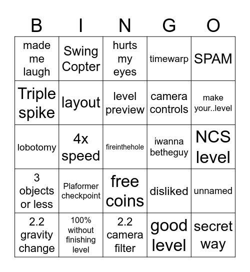 Recent tab bingo Card