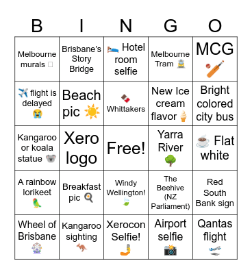 🦘Brizzy MEL Welly 🥝Bingo Card