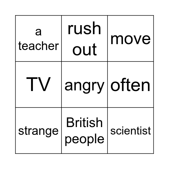 第八课 词语meaning Bingo Card