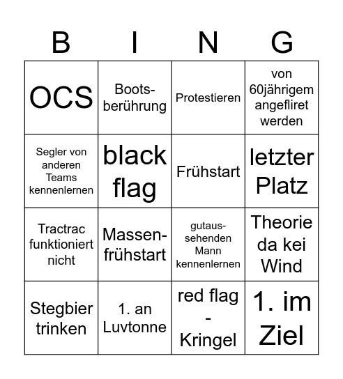 Fra's Regatta Bingo Card