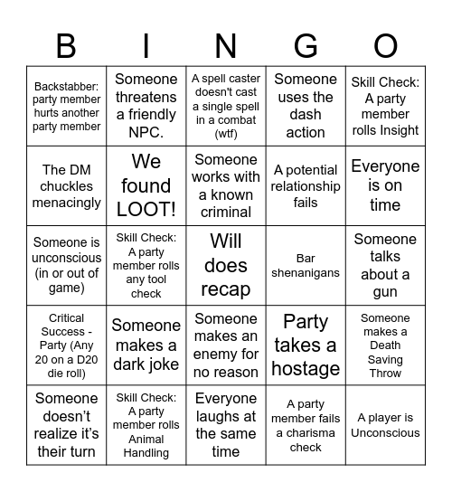 Lucky 13 Bingo Card