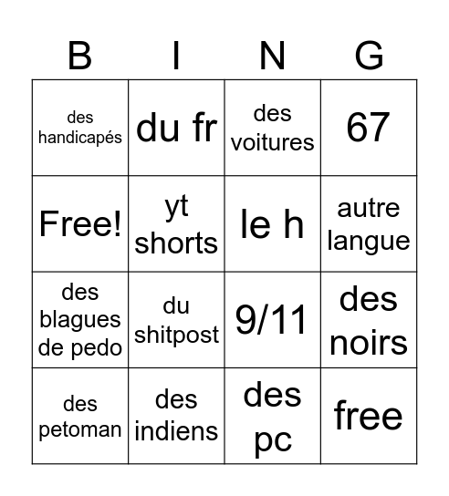 le bingo insta Bingo Card