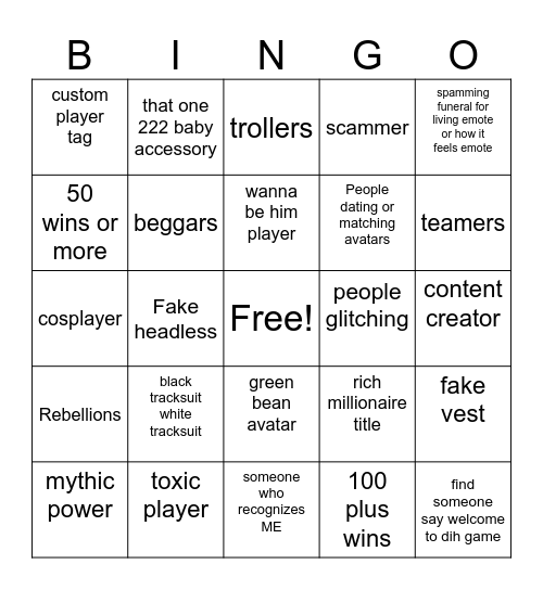 INK GAME BINGO Card