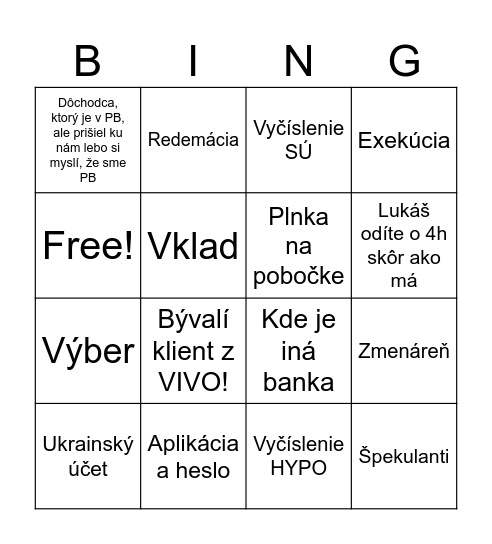 Týždňové Bingo Card
