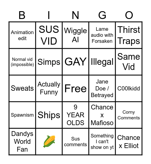 FORSAKEN TIKTOK BINGO Card