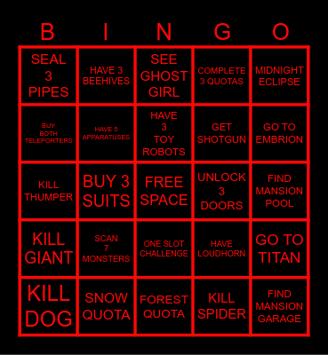 LETHAL BINGO Card