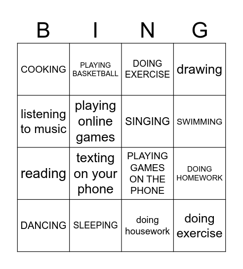 Having a Good Time Bingo /9/1 Bingo Card