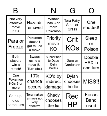 Then we fight bingo Dads LIE Bingo Card