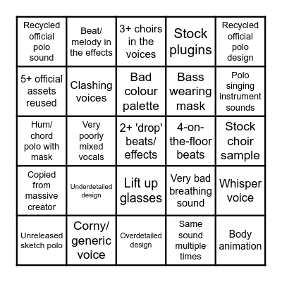 Incredibox Mod Bingo Card