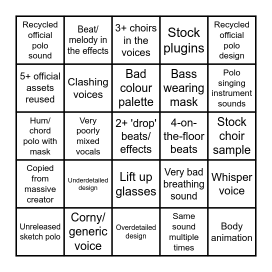 Incredibox Mod Bingo Card