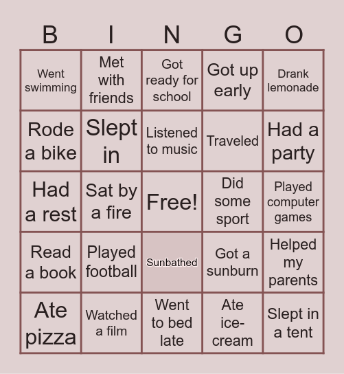 SUMMER BINGO Card