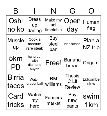 Ethans Bingo Sheet Bingo Card